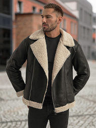 Pánska koženková bunda Čierna OZONEE JS/11Z8273