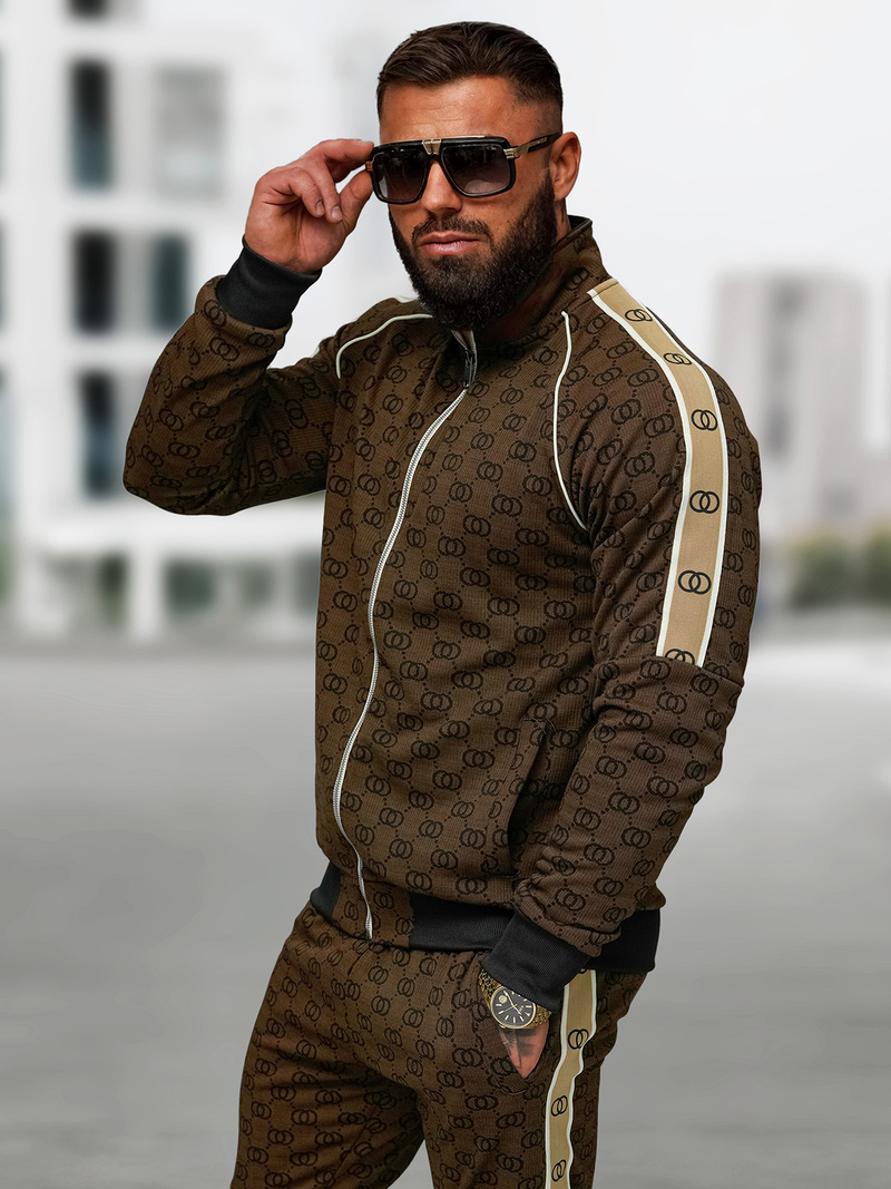 Pánska tepláková súprava tmavo-béžová OZONEE O/FF5110AB