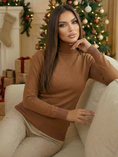 Dámsky Sveter Camelový OZONEE JS/8009/7Z