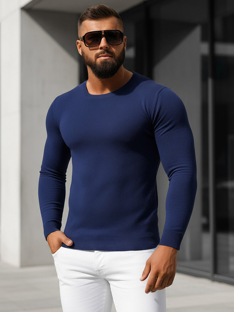 Pánsky Sveter Tmavomodrý OZONEE NB/MMB602/5Z