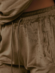 Dámska Velúrová Tepláková Súprava Svetlo Hnedý OZONEE O/8C1175/162Z