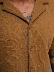 Pánska Košeľa s Krátkym Rukávom Hnedá OZONEE O/B2256