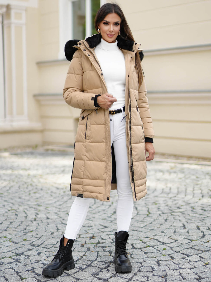 Dámska bunda béžová OZONEE O/W377Z