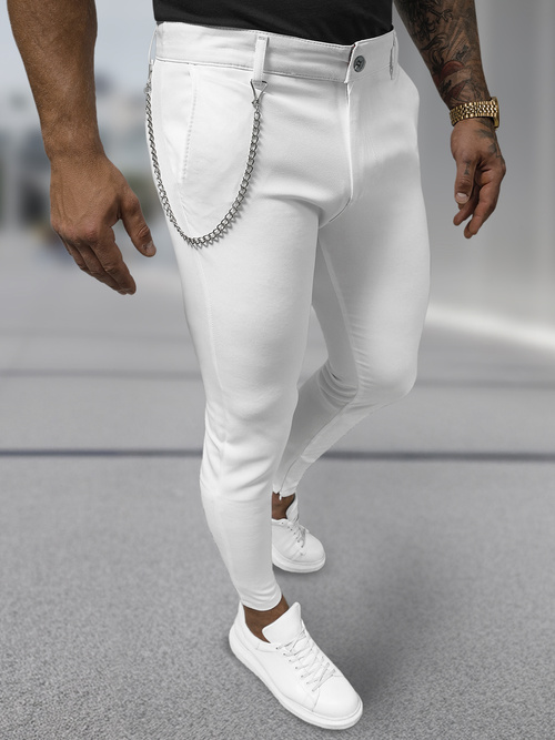 Pánske Chino Nohavice Biele OZONEE DJ/3300