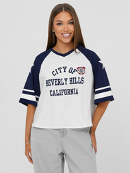 Dámske tričko bielo-námornícke modré OZONEE JS/R62493