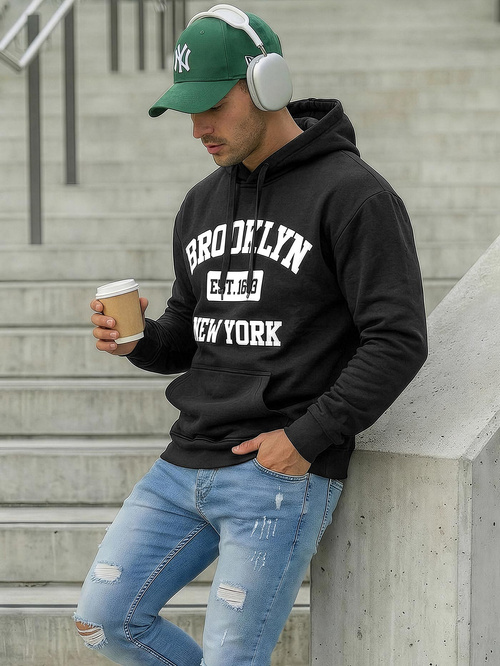 Pánska Mikina Čierna OZONEE JS/8B1767/3Z