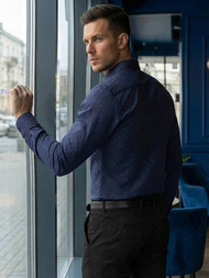 Pánska Košeľa Námornícka Modré OZONEE V/V181Z