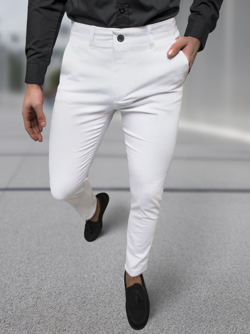Pánske chino nohavice Biele OZONEE DJ/5526