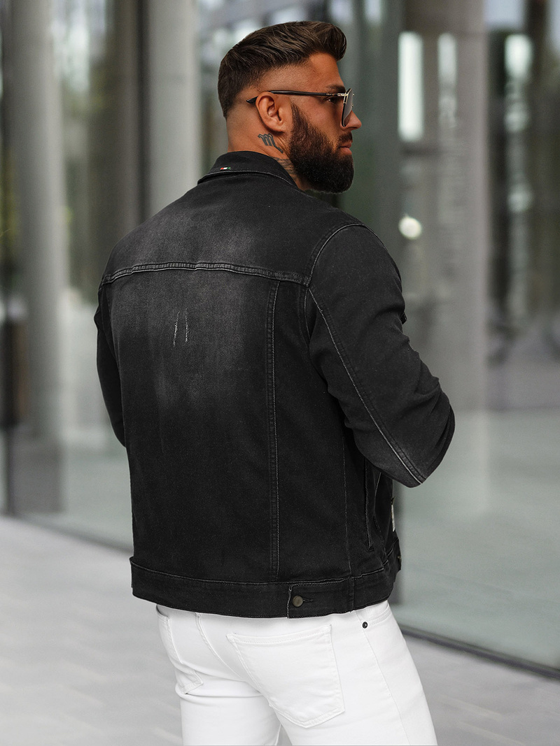 Pánska Riflová Bunda Čierna OZONEE NB/MJ514N