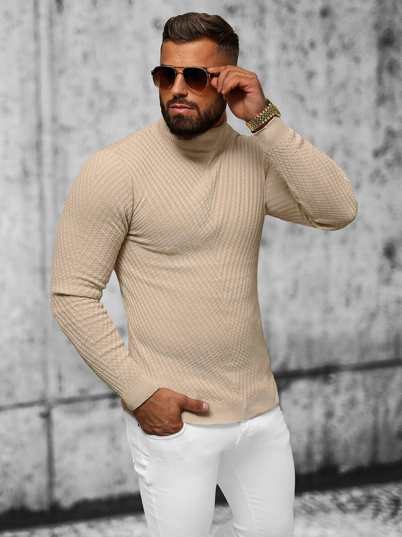 Pánsky sveter béžový OZONEE L/1596Z