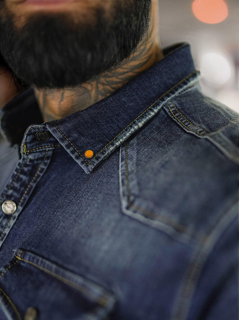 Pánska riflová košeľa tmavomodrá OZONEE O/51410