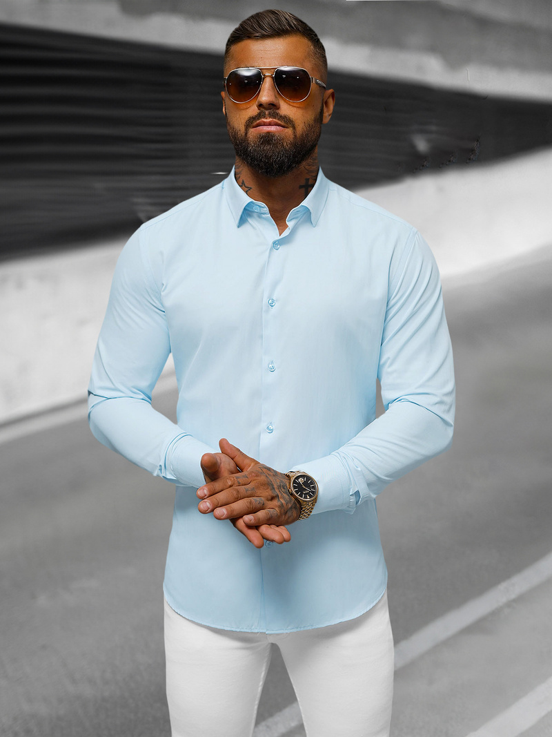 Pánska Košeľa Svetlo Modrá OZONEE O/V59