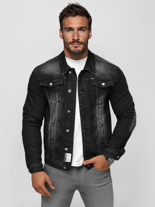 Pánska Riflová Bunda Čierna OZONEE NB/MJ512NZ