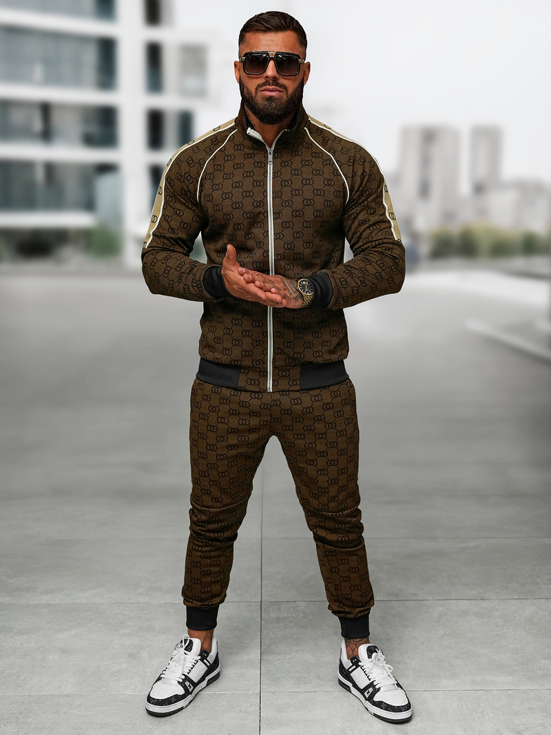 Pánska tepláková súprava tmavo-béžová OZONEE O/FF5110AB