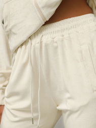 Dámska Velúrová Tepláková Súprava Ecru OZONEE JS/8C1176/155Z