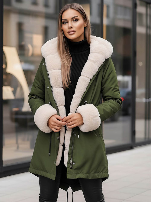 Dámska Zimná Bunda Zelená OZONEE JS/M763/136Z