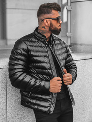 Pánska koženková bunda Čierna OZONEE O/9025Z