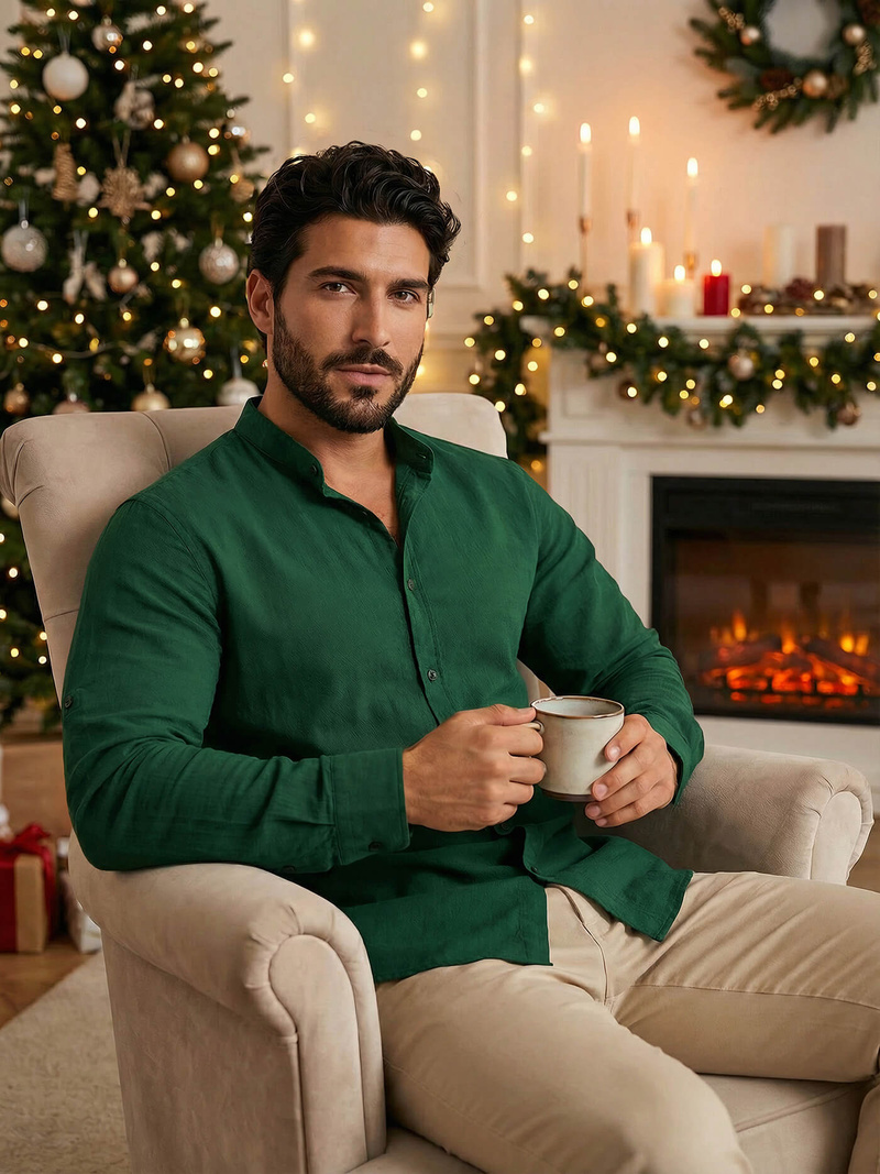 Pánska Košeľa Zelená OZONEE O/V78Z