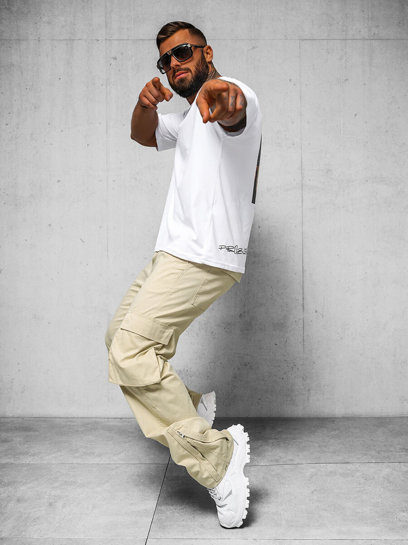 Pánske Nohavice Béžové OZONEE O/G3016Z