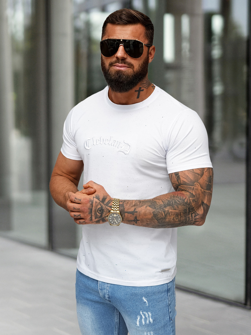 Pánske Tričko Biele OZONEE O/QQ1386