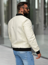 Pánska Koženková Bunda Ecru OZONEE JS/11Z8107