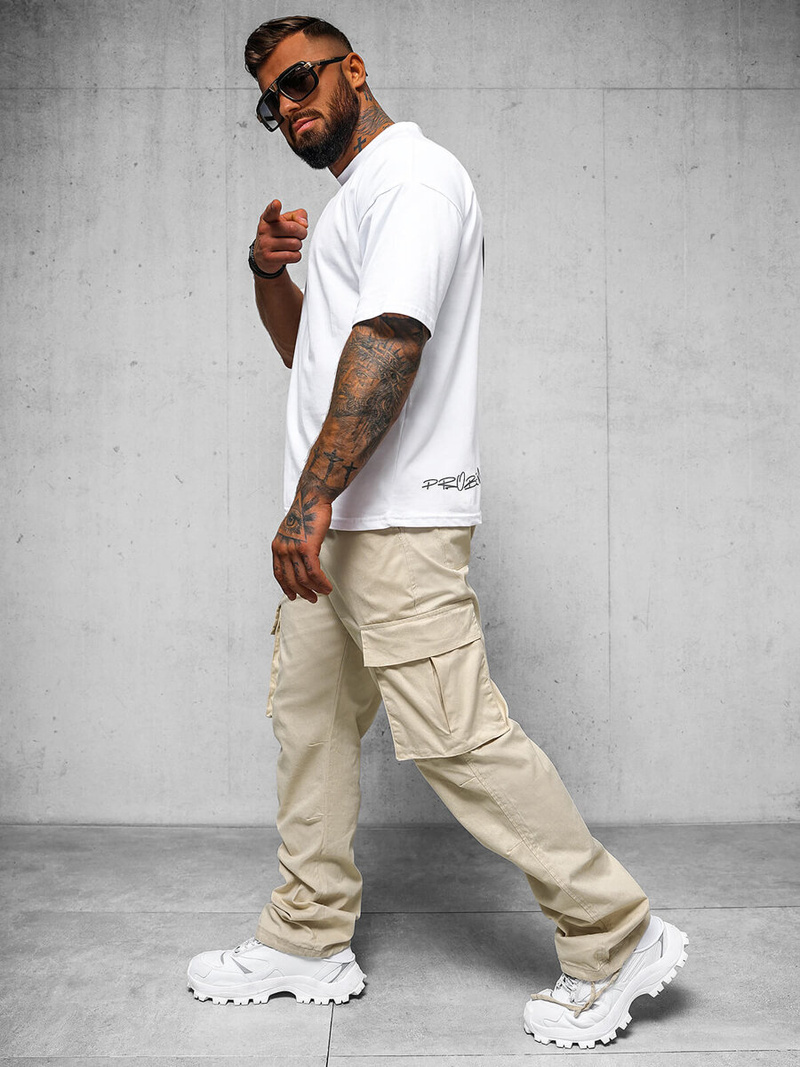 Pánske Nohavice Béžové OZONEE O/G3179Z