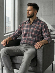 Pánska Košeľa Bordová OZONEE V/V178Z