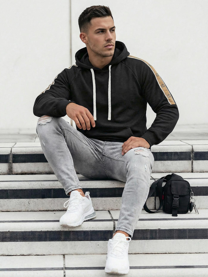 Pánska Mikina Čierna OZONEE JS/8B1730/3Z