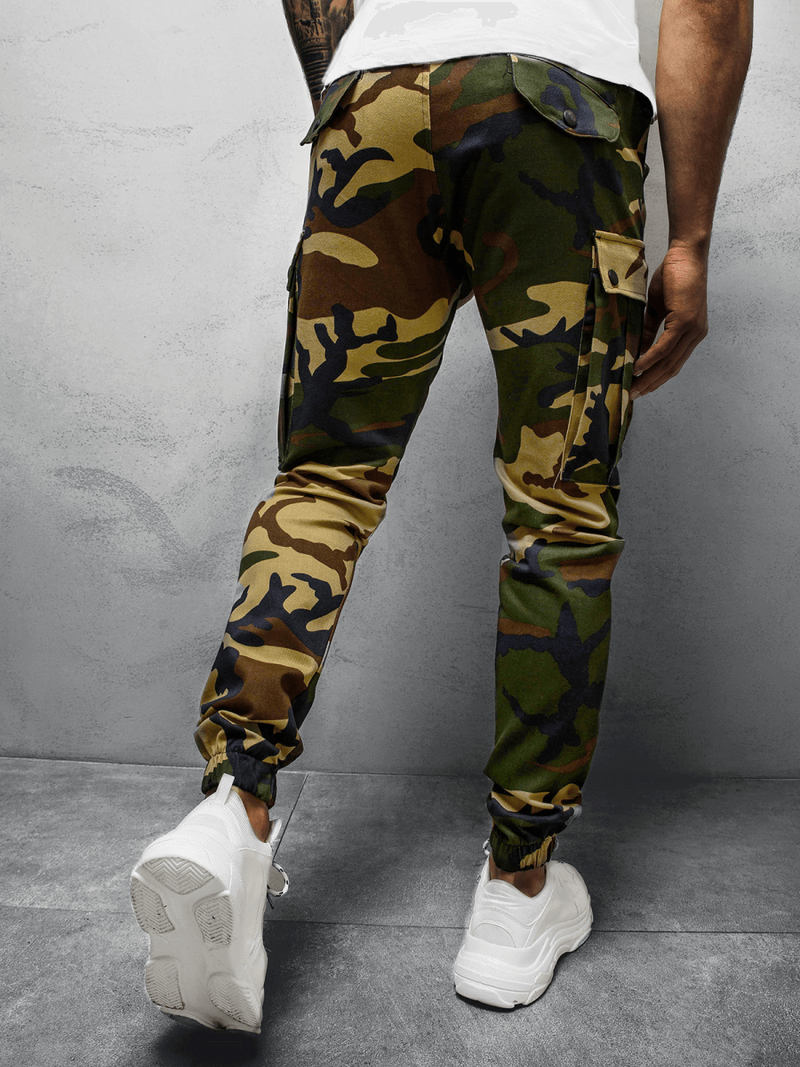 Pánske jogger nohavice Maskáčové-Zelené OZONEE A/1005