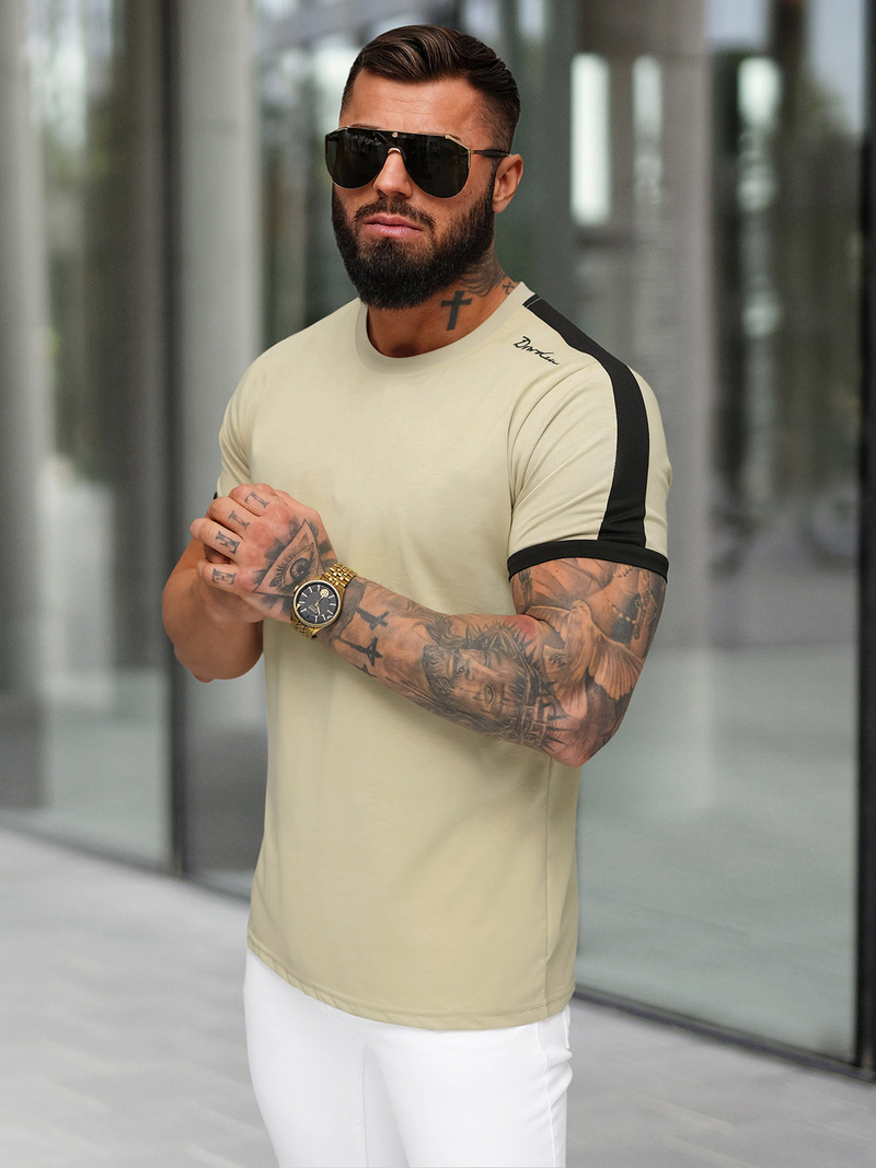 Pánske Tričko Béžová OZONEE O/QQ1196