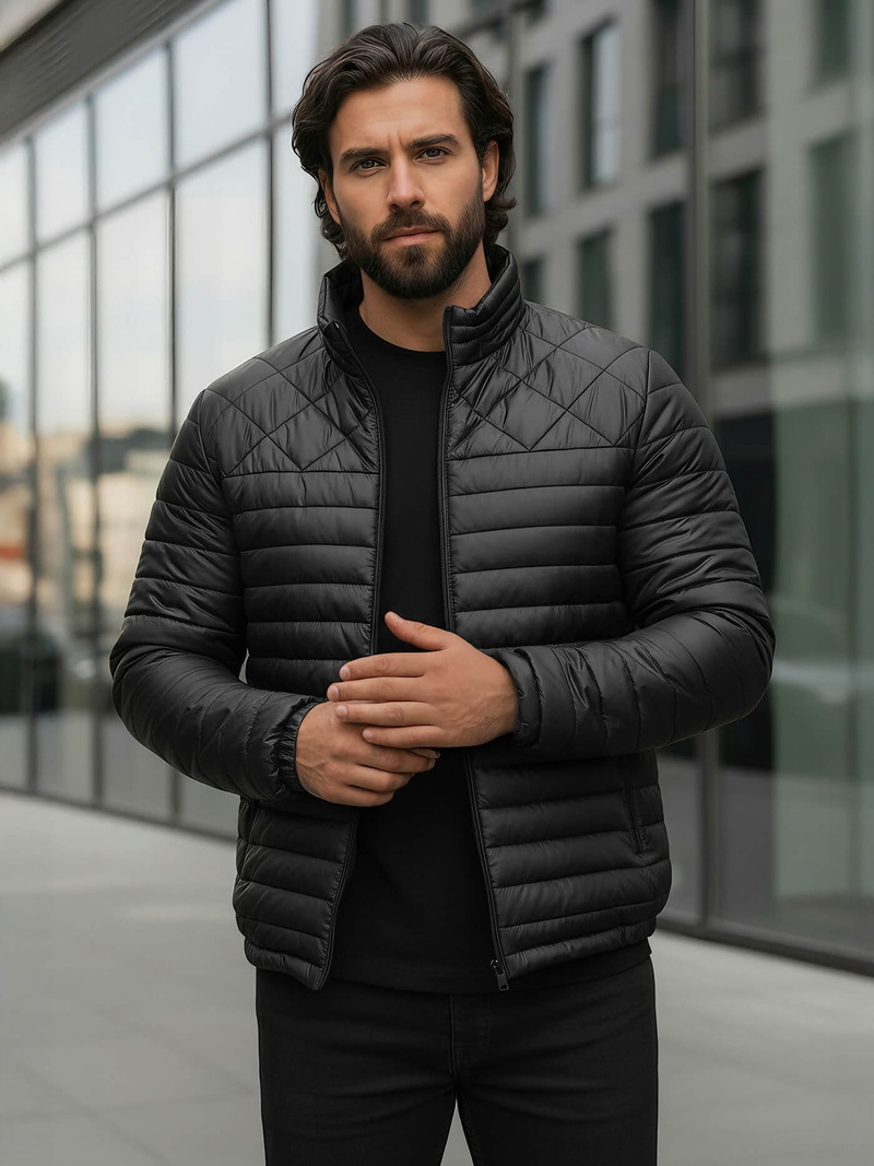 Pánska Bunda Čierna OZONEE JS/16M9328/392BZ