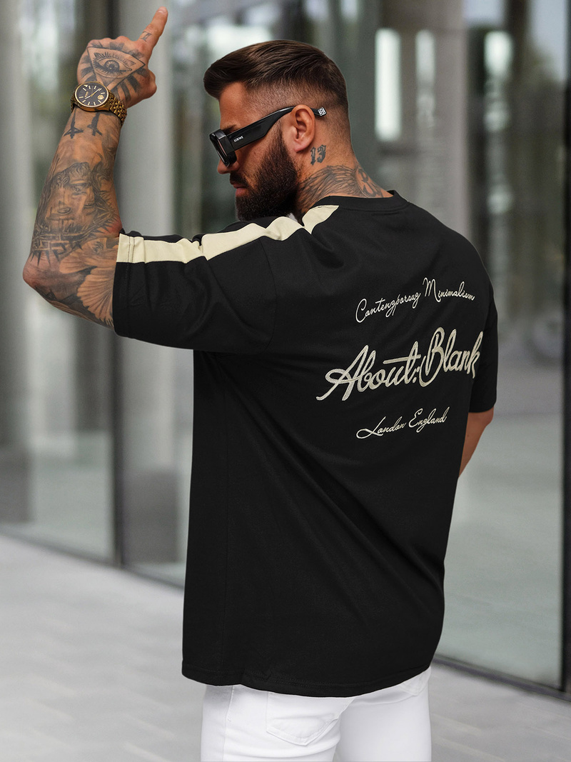 Pánske Tričko Čierne OZONEE O/QQ1195