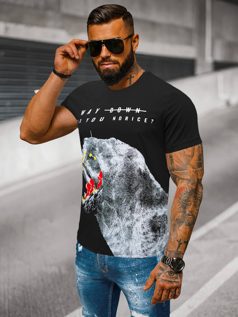 Pánske Tričko Čierne OZONEE O/T127/3Z