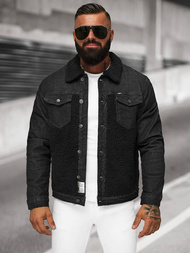 Pánska Riflová Bunda Šerpa Čierna OZONEE NB/MJ533NZ