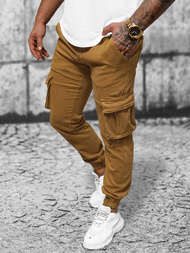 Pánske chino jogger nohavice tmavý camel OZONEE NB/MP0105KSZ