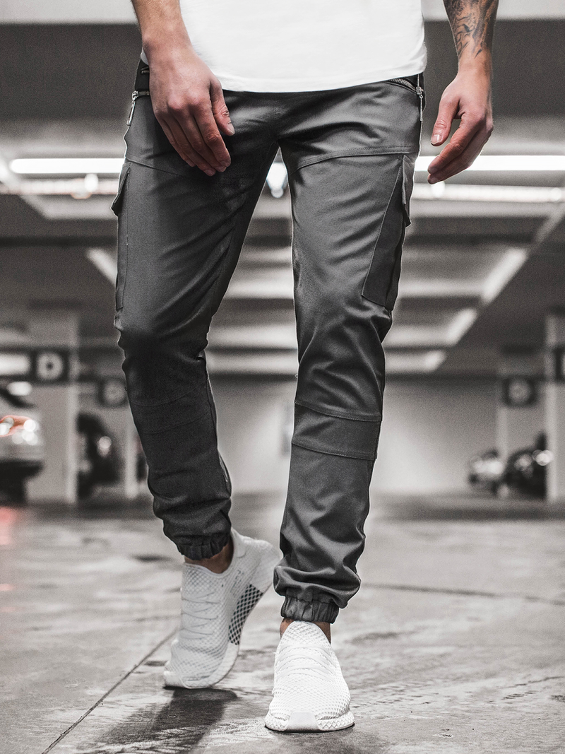 Pánske jogger nohavice grafitové OZONEE ZAZ/191376