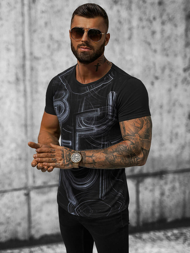 Pánske Tričko Čierne OZONEE O/T132/3Z