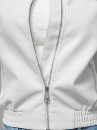 Dámska Kožená Bunda Biela OZONEE O/G116