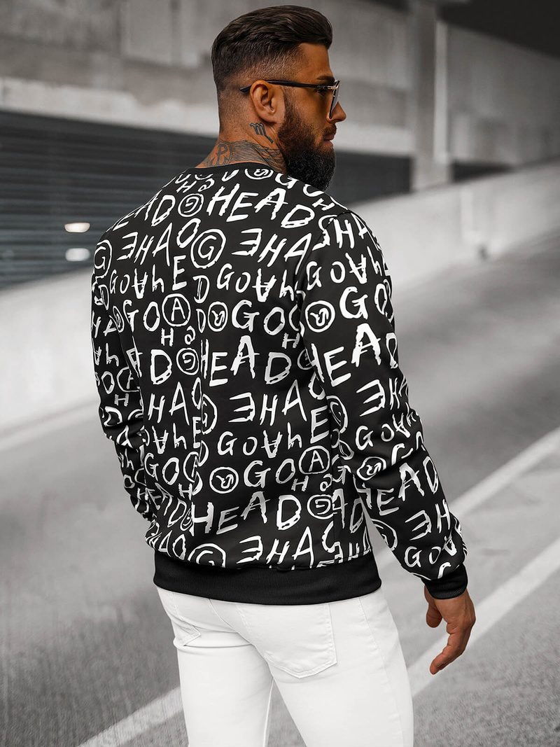 Pánska Mikina Čierna OZONEE JS/8B1221/3