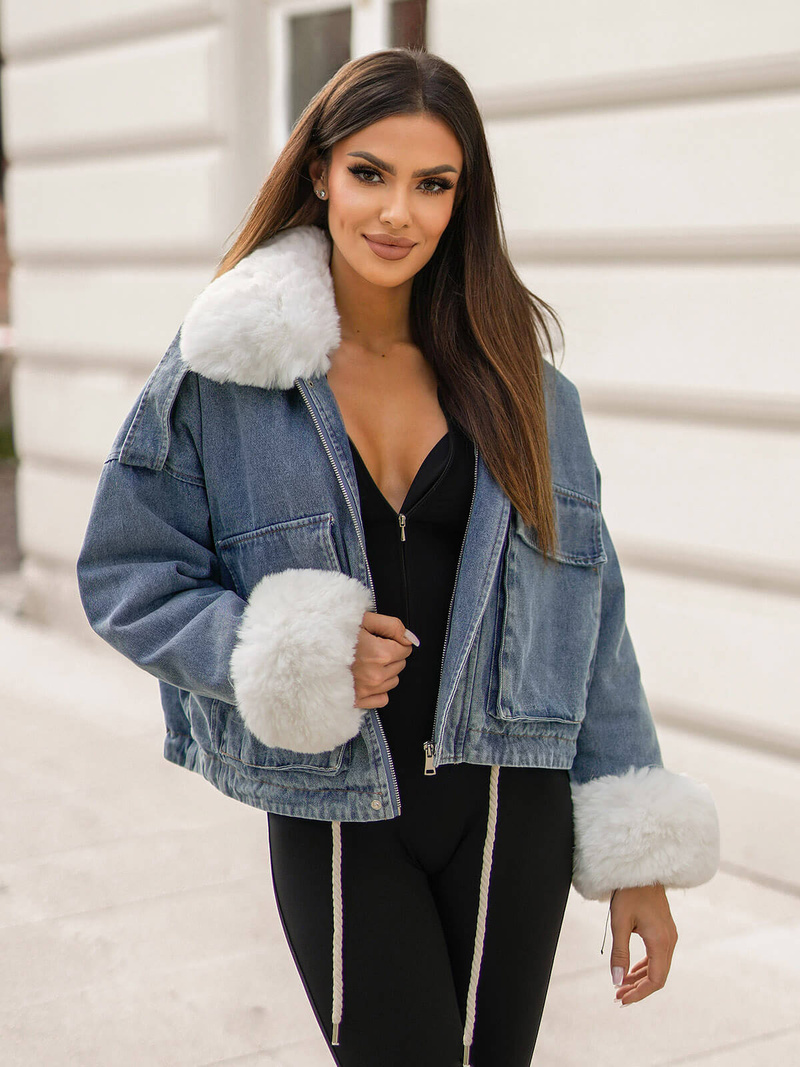 Dámska Riflová Bunda Modrá OZONEE JS/11Z8219