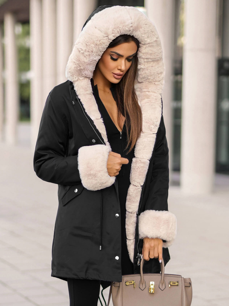 Dámska Zimná Bunda Čierna OZONEE JS/M763/392Z