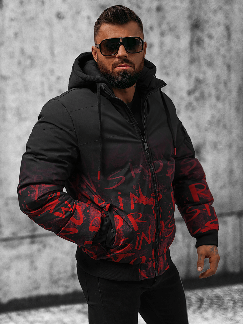 Pánska Bunda Čierno-Červená OZONEE JS/27M8102