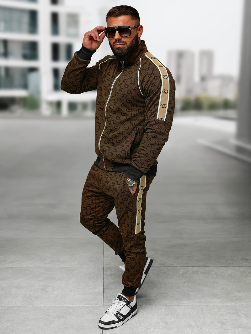 Pánska tepláková súprava tmavo-béžová OZONEE O/FF5110AB