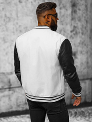 Pánska koženková bunda bielo-čierna OZONEE JS/11Z8068