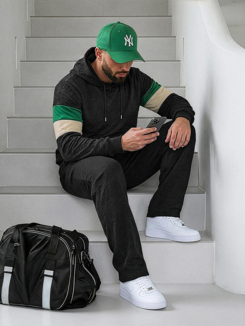 Pánska Mikina Čierna OZONEE JS/3B578