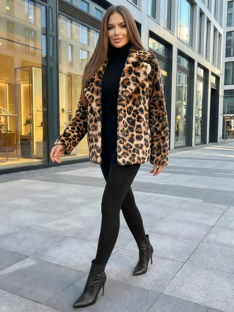 Dámska bunda béžová-hnedá OZONEE JS/61M8500/158Z