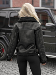 Dámska Kožená Bunda Čierna OZONEE JS/61M8501/392BZ