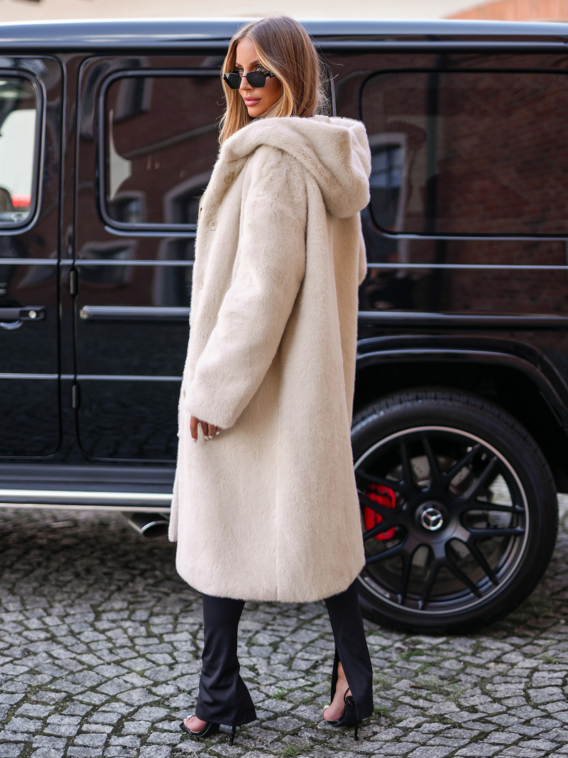 Dámska kožušinová zimná bunda béžová OZONEE JS/11Z8250