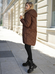 Dámska dlhá zimná bunda čokoláda OZONEE JS/5M3352/158