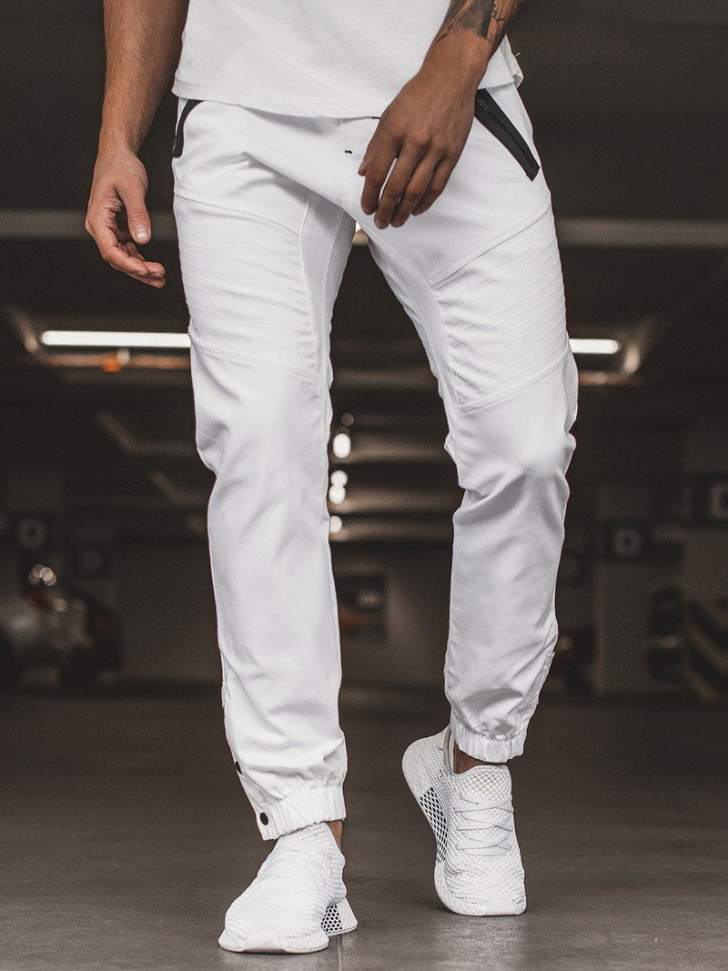 Pánske chino jogger nohavice Biele OZONEE A/0952
